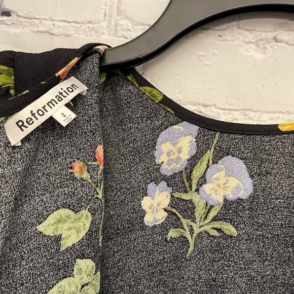 NEW Reformation Reza Floral Long Sleeve Midi Dress In Night Bloom Size 2 - Picture 13 of 16